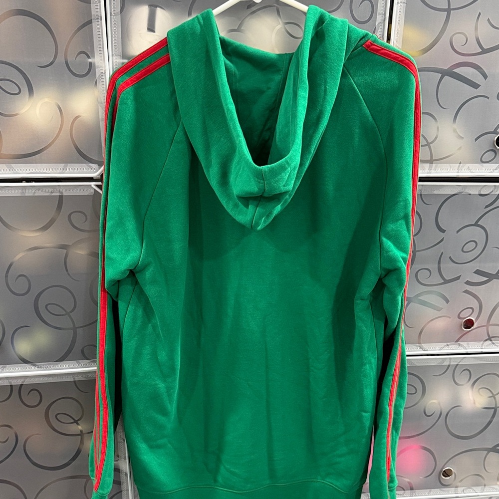 adidas Green Zip-Up Sweater with Red Stripes - Picture 5 of 5